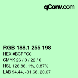 カラーコード: RGB 188.1 255 198 | qconv.com