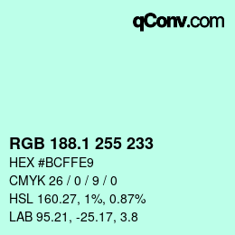 カラーコード: RGB 188.1 255 233 | qconv.com