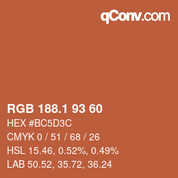 カラーコード: RGB 188.1 93 60 | qconv.com