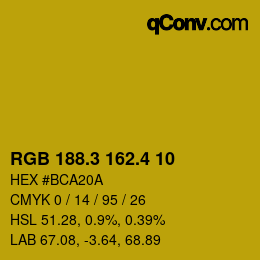 カラーコード: RGB 188.3 162.4 10 | qconv.com