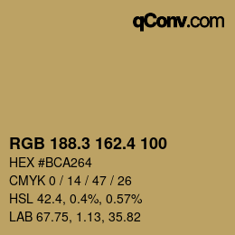 カラーコード: RGB 188.3 162.4 100 | qconv.com