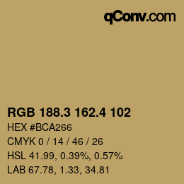 カラーコード: RGB 188.3 162.4 102 | qconv.com