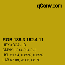 カラーコード: RGB 188.3 162.4 11 | qconv.com