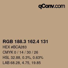 カラーコード: RGB 188.3 162.4 131 | qconv.com