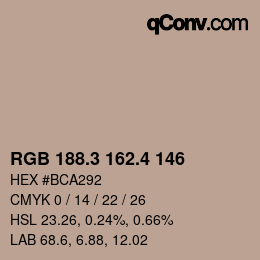 カラーコード: RGB 188.3 162.4 146 | qconv.com