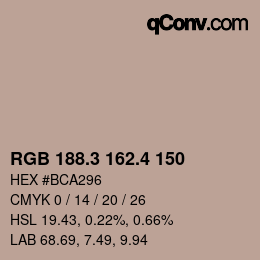 カラーコード: RGB 188.3 162.4 150 | qconv.com