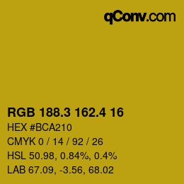 カラーコード: RGB 188.3 162.4 16 | qconv.com