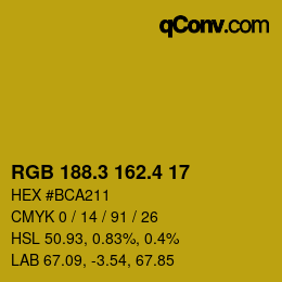 カラーコード: RGB 188.3 162.4 17 | qconv.com