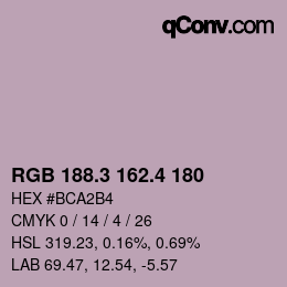 カラーコード: RGB 188.3 162.4 180 | qconv.com