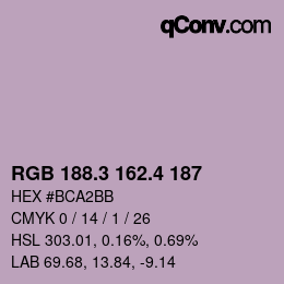 カラーコード: RGB 188.3 162.4 187 | qconv.com