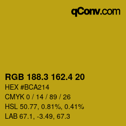 カラーコード: RGB 188.3 162.4 20 | qconv.com