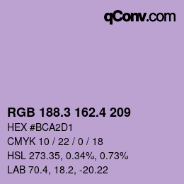 カラーコード: RGB 188.3 162.4 209 | qconv.com