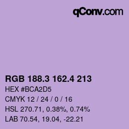 カラーコード: RGB 188.3 162.4 213 | qconv.com