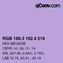 カラーコード: RGB 188.3 162.4 219 | qconv.com