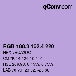 カラーコード: RGB 188.3 162.4 220 | qconv.com