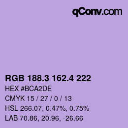 カラーコード: RGB 188.3 162.4 222 | qconv.com