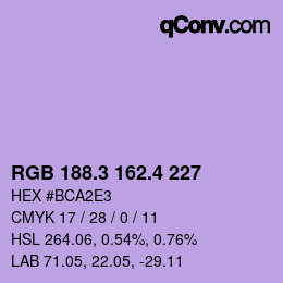 カラーコード: RGB 188.3 162.4 227 | qconv.com