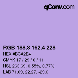 カラーコード: RGB 188.3 162.4 228 | qconv.com