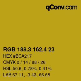 カラーコード: RGB 188.3 162.4 23 | qconv.com
