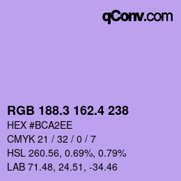 カラーコード: RGB 188.3 162.4 238 | qconv.com
