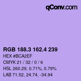 カラーコード: RGB 188.3 162.4 239 | qconv.com