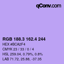 カラーコード: RGB 188.3 162.4 244 | qconv.com