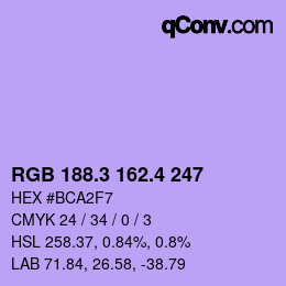 カラーコード: RGB 188.3 162.4 247 | qconv.com