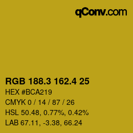 カラーコード: RGB 188.3 162.4 25 | qconv.com