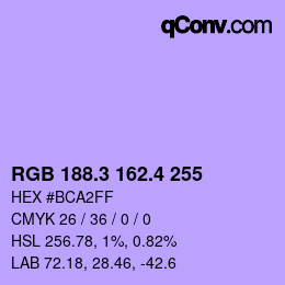 カラーコード: RGB 188.3 162.4 255 | qconv.com