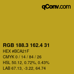 カラーコード: RGB 188.3 162.4 31 | qconv.com