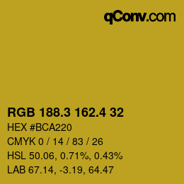 カラーコード: RGB 188.3 162.4 32 | qconv.com