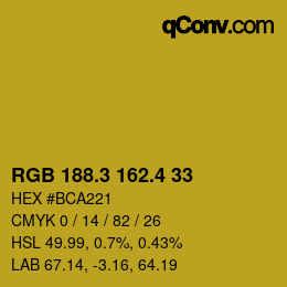 カラーコード: RGB 188.3 162.4 33 | qconv.com