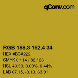 カラーコード: RGB 188.3 162.4 34 | qconv.com