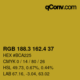 カラーコード: RGB 188.3 162.4 37 | qconv.com