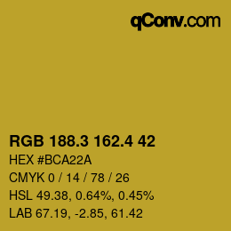 カラーコード: RGB 188.3 162.4 42 | qconv.com