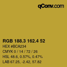 カラーコード: RGB 188.3 162.4 52 | qconv.com