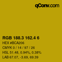 カラーコード: RGB 188.3 162.4 6 | qconv.com