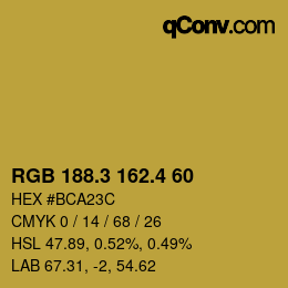 カラーコード: RGB 188.3 162.4 60 | qconv.com