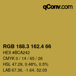 カラーコード: RGB 188.3 162.4 66 | qconv.com