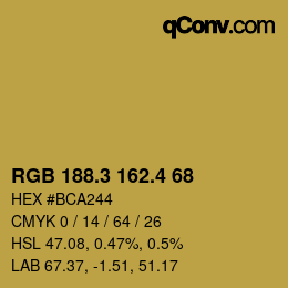 カラーコード: RGB 188.3 162.4 68 | qconv.com