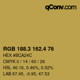 カラーコード: RGB 188.3 162.4 76 | qconv.com