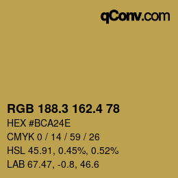 カラーコード: RGB 188.3 162.4 78 | qconv.com