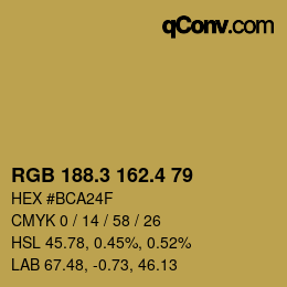 カラーコード: RGB 188.3 162.4 79 | qconv.com