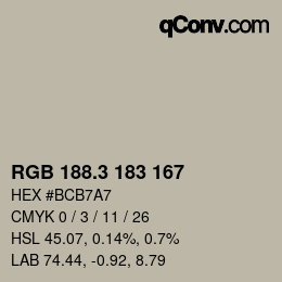 カラーコード: RGB 188.3 183 167 | qconv.com