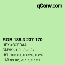 カラーコード: RGB 188.3 237 170 | qconv.com