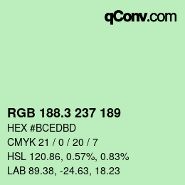 カラーコード: RGB 188.3 237 189 | qconv.com
