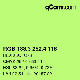 カラーコード: RGB 188.3 252.4 118 | qconv.com
