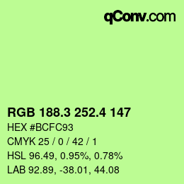 カラーコード: RGB 188.3 252.4 147 | qconv.com