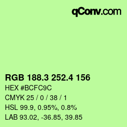 カラーコード: RGB 188.3 252.4 156 | qconv.com