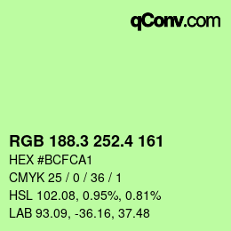 カラーコード: RGB 188.3 252.4 161 | qconv.com